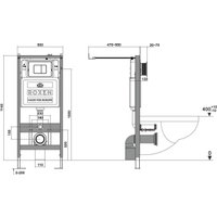 Унитаз подвесной Roxen Porto в комплекте с инсталляцией StounFix Dual Fresh 6 в 1 966662 (кнопка: бежевый)