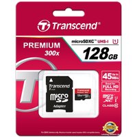 Карта памяти Transcend microSDXC UHS-I 300x Premium (Class 10) 128GB (TS128GUSDU1)