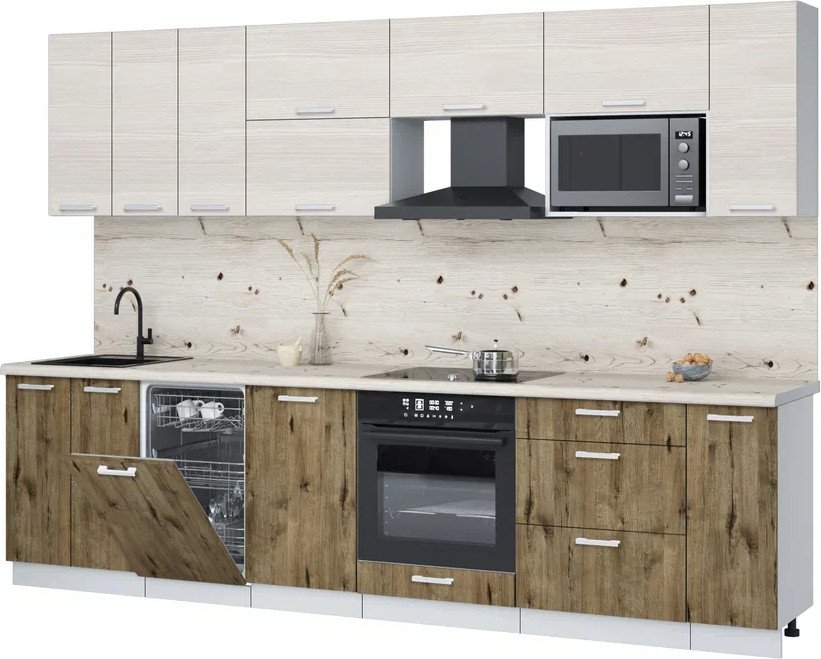 

Готовая кухня Интерлиния Мила Лайт 3.0-ПМ4 (вудлайн кремовый/дуб веллингтон/бискайская сосна)