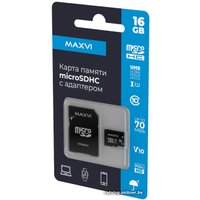 Карта памяти Maxvi microSDHC 16GB MSD16GBC10V10 (с адаптером)