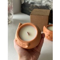 Ароматическая свеча Gentle Art Кошка Гранатовый биттер (рыжий, деревянный фитиль)