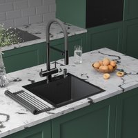 Кухонная мойка Roxen Snake 560220-45-BS PVD графит/текстурная поверхность (с ролл-матом и дозатором)