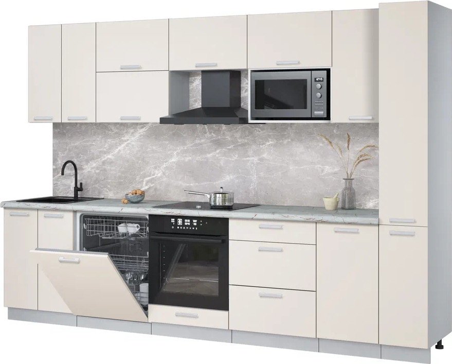 

Готовая кухня Интерлиния Мила Лайт 3.1-ПМ2 (персидский жемчуг/персидский жемчуг/серый каспий)