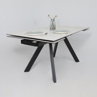 Кухонный стол Аврора Монако New 1600/2240x900 (камень белый Greys White/черный матовый)