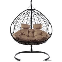 Подвесное кресло M-Group Для двоих 11450405 (черный ротанг/коричневая подушка)