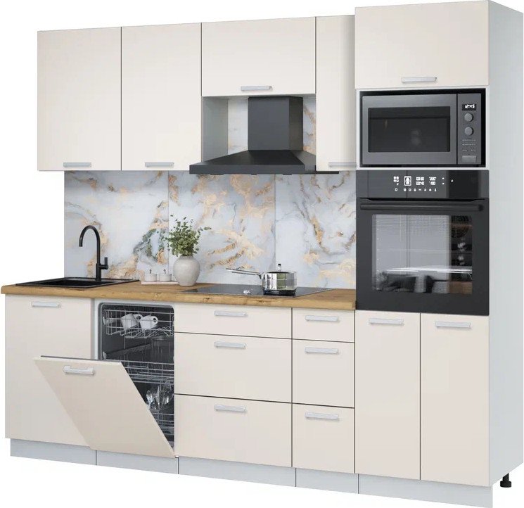 

Готовая кухня Интерлиния Мила Лайт 2.45-ПМ3 (персидский жемчуг/персидский жемчуг/дуб бунратти)