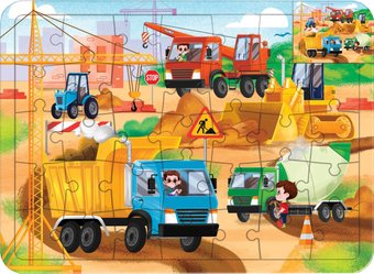 Развивающая игра Puzzle Time Машины на стройке С раскраской 4659724 (34эл)