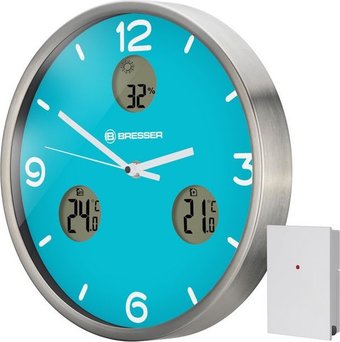 Настенные часы Bresser MyTime io NX Thermo/Hygro, 30 см (синий)