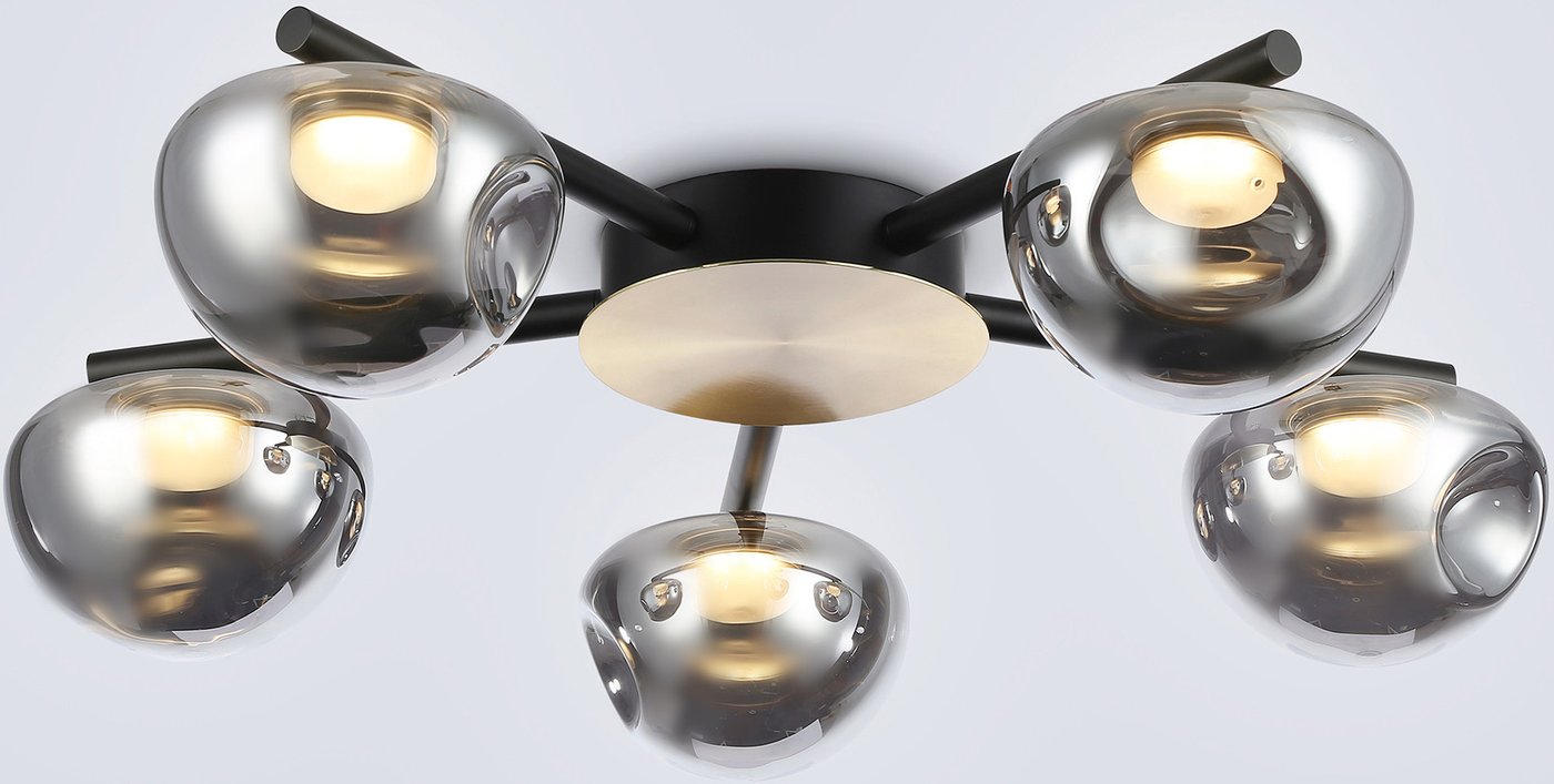 

Припотолочная люстра Ambrella light LH12009/5 BK/GD/SM (черный/золото/дымчатый)