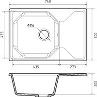 Кухонная мойка GranFest GF-U-740L (кашемир)