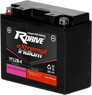 

Мотоциклетный аккумулятор RDrive eXtremal Iridium YT12B-4 (10 А·ч)