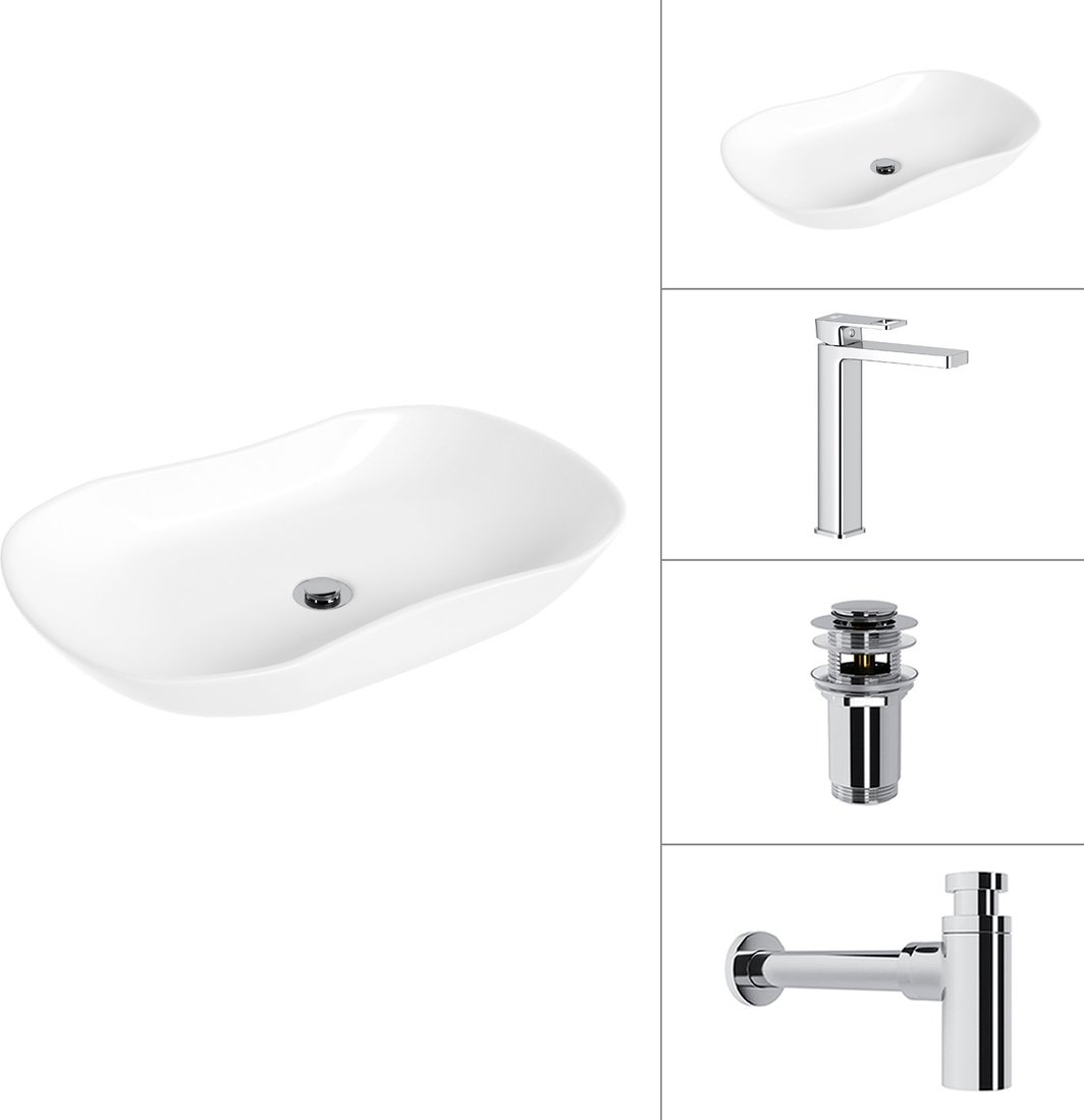 Умывальник Lauter 21570 + Cascade 21СК0655C + сифон 21635CH + дон.клапан 21190CH (хром)