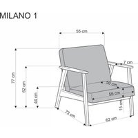 Интерьерное кресло Halmar Milano 1S tap. Castel 74 (синий/орех)