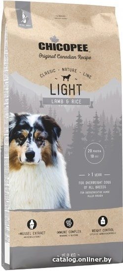 Сухой корм для собак Chicopee CNL Adult Light Lamb & Rice 15 кг