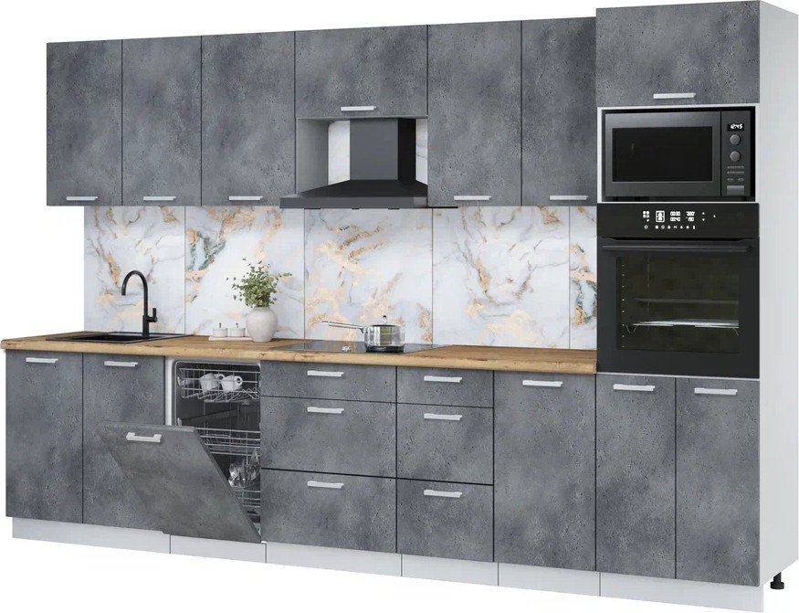 

Готовая кухня Интерлиния Мила Лайт 3.25-ПМ3 (бетон портленд/бетон портленд/дуб бунратти)