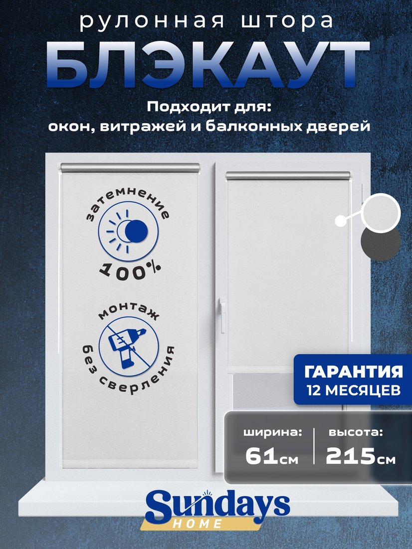 

Рулонные шторы Sundays Home LM 167-01 61х215 (белый)