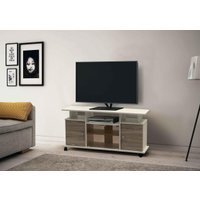 Тумба Олмеко Виста-13 (белый/дуб сонома светлый/стекло тонированное)