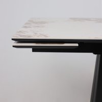 Кухонный стол Lepremo AV 2119 МДФ+керамика раздвижной 1200-1800x800 (белый глянцевый Pandora/черный)