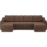 П-образный диван Лига диванов Сенатор 28926 (рогожка, коричневый)