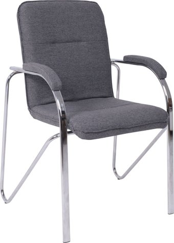 Офисный стул AksHome Samba AKS-1 (Leto 68 темно-серая ткань, мягкие подлокотники)
