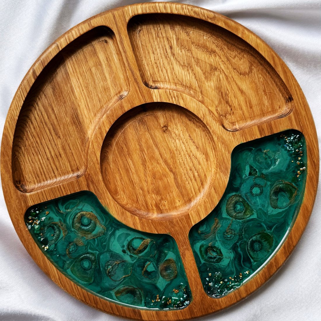 Менажница Wood_N_Sea Малахит с натуральными камнями