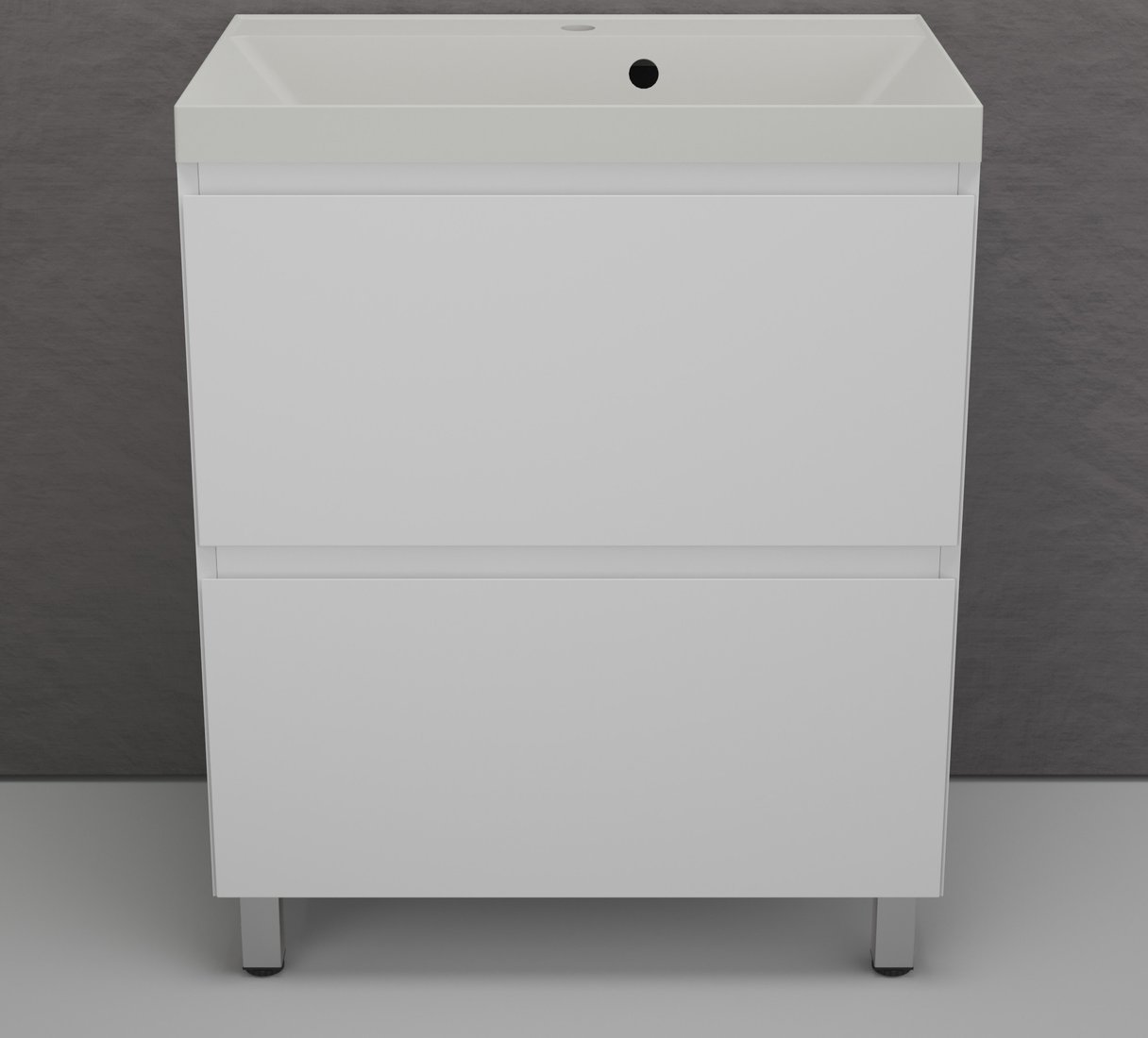 Symbolite Тумба под умывальник Манхэттен 70 Plus 2 ящика + Asti 70x45 (белый матовый/жасмин)