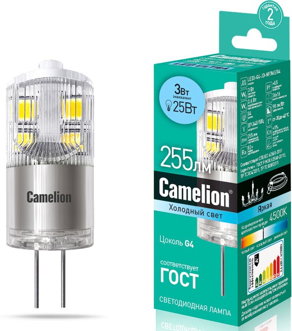 

Светодиодная лампочка Camelion LED3-G4-JD-NF/845/G4