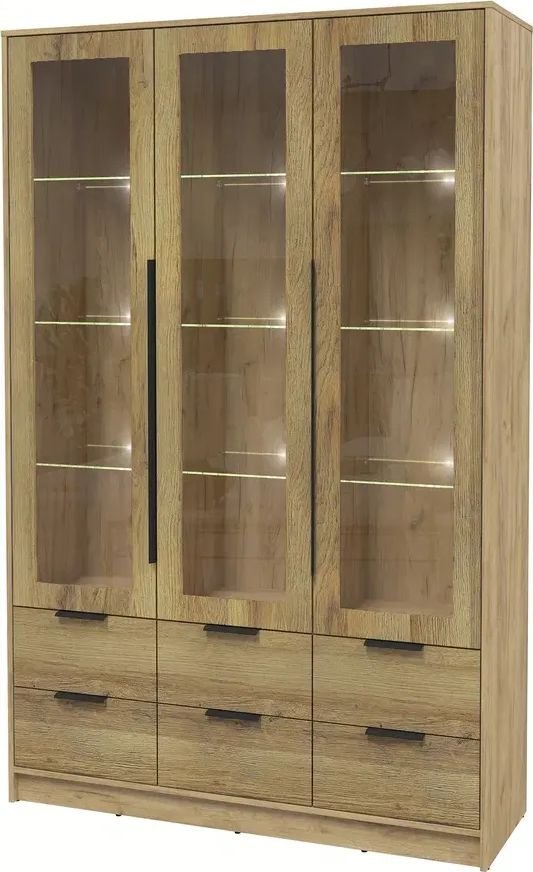 

Шкаф-витрина Интерлиния Концепт КТ-ШВ3 с подсветкой Глосс (дуб золотой/дуб вотан)