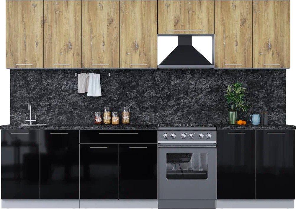 

Кухонный модуль Интерлиния Мила Пластик 3.0 А (дуб эпоксид/черный/кастилло темный)