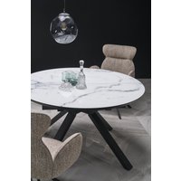 Кухонный стол Halmar Vertigo 130-180/130/76 (белый мрамор/черный)