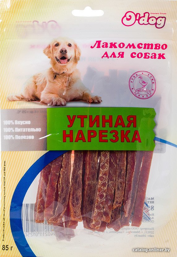 Лакомство для собак O'dog Утиная нарезка 85 г