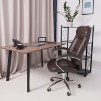 Офисное кресло AksHome King A (натуральная кожа, темно-коричневый)