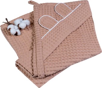 Полотенце с капюшоном Sweet Baby C ушками 115x115 (Cammello)