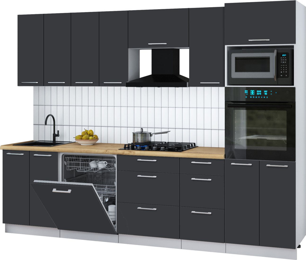 

Готовая кухня Интерлиния Мила Gloss 2.8-ПМ1 (пепел/пепел/дуб бунратти)