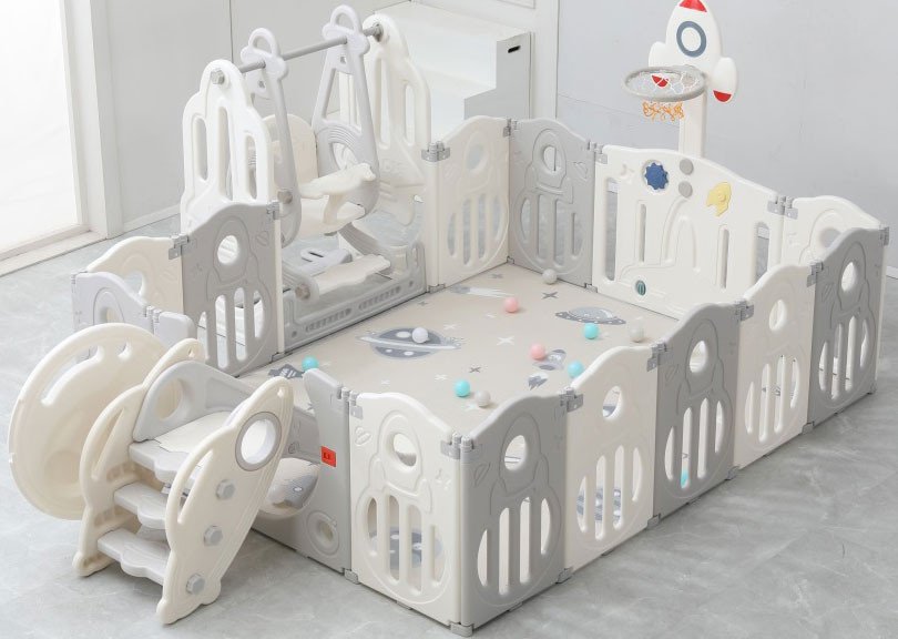 

Игровой манеж UNIX kids SUPREME Space 200x200 Grey с качелями