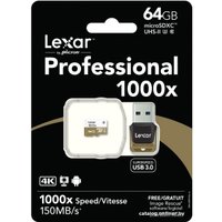 Карта памяти Lexar LSDMI64GCBEU1000R microSDXC 64GB (с кардридером)