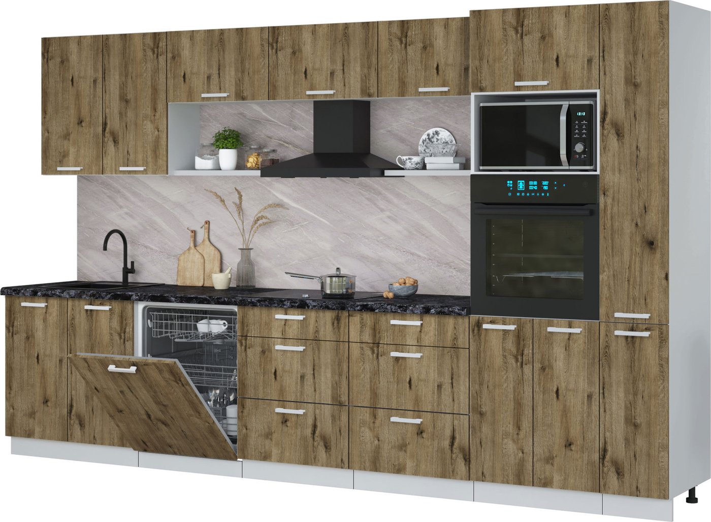 

Готовая кухня Интерлиния Мила Лайт 3.5-ПМ1 (дуб веллингтон/дуб веллингтон/кастилло темный)