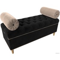 Банкетка Лига диванов Глория 113667 (велюр черный/бежевый/бежевый)