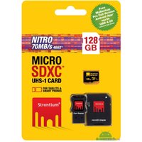 Карта памяти Strontium Nitro 466X microSDXC (Class 10) 128GB + адаптер (SRN128GTFU1C)