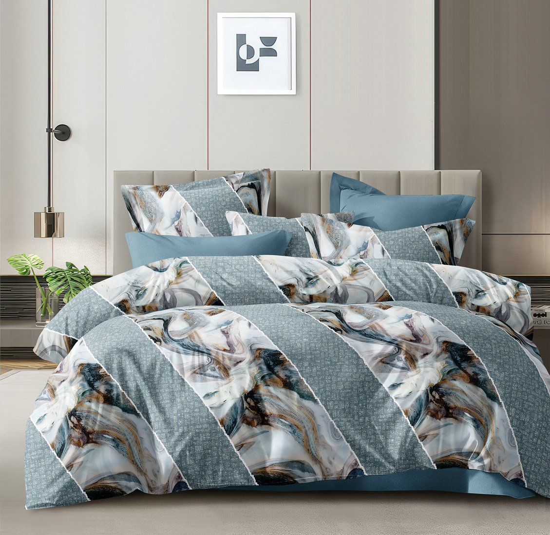 

2-спальный комплект постельного белья Luxsonia Голубые грани 2сп Ви26-0330/220