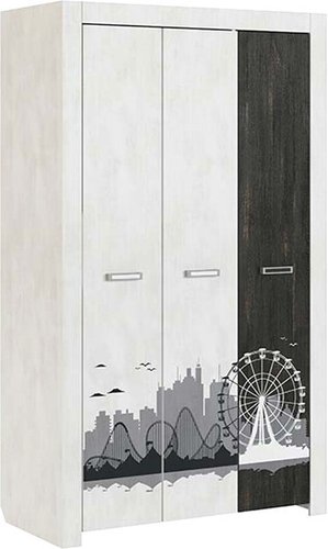 Шкаф распашной МСТ. Мебель Фест №11 3-двер. (молокай/рич блэк)