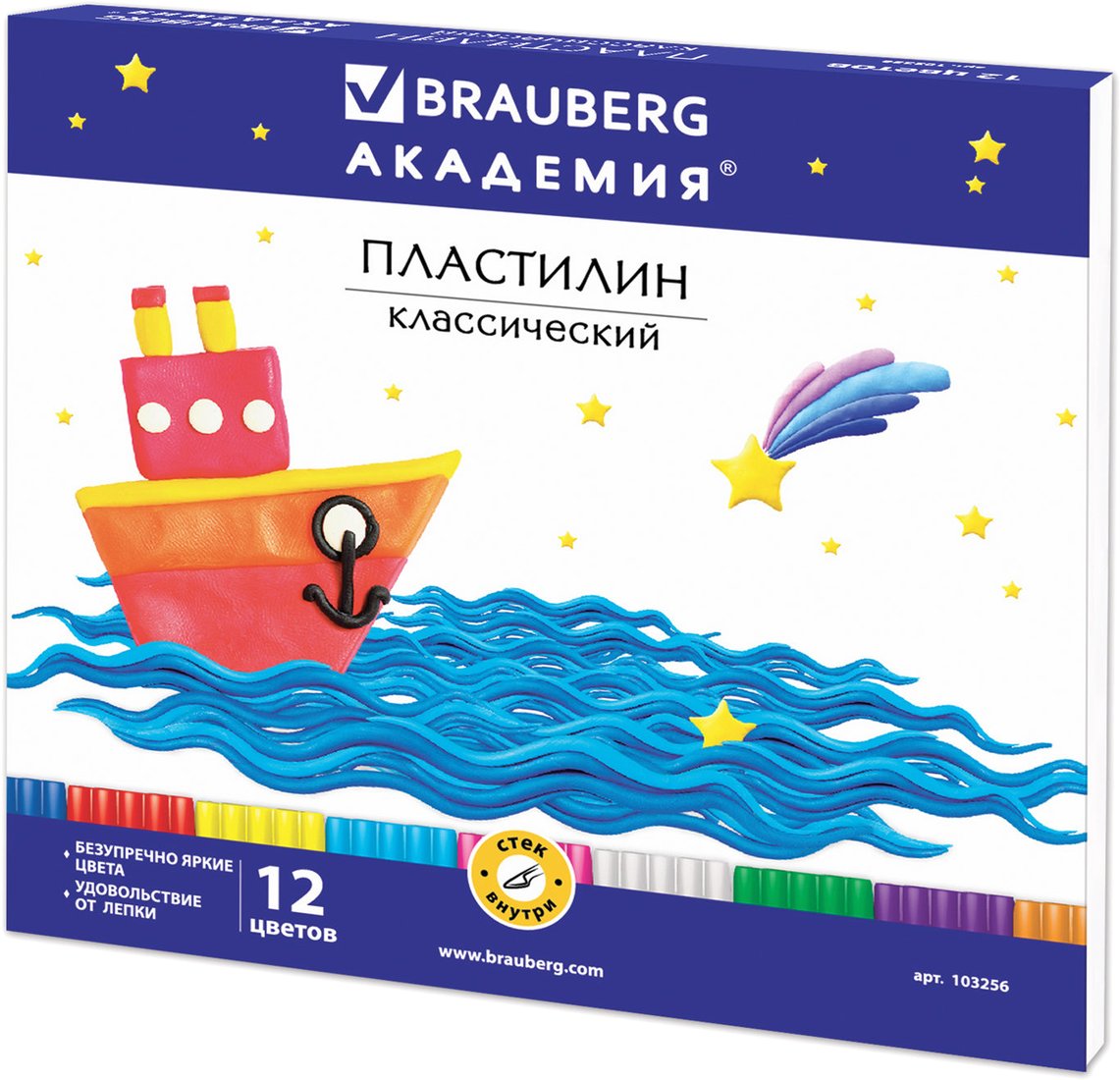 

Пластилин BRAUBERG Академия 103256 (12 цветов)