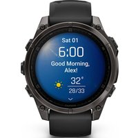 Умные часы Garmin Fenix 8 Sapphire, Titanium 47мм (угольно-черный DLC, пепельно-черный силиконовый ремешок)