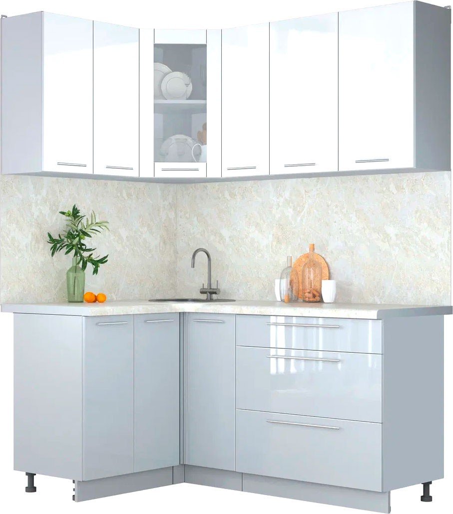 

Готовая кухня Интерлиния Мила Пластик 1.2x1.7 (белый глянец/туманный глянец/опал светлый)