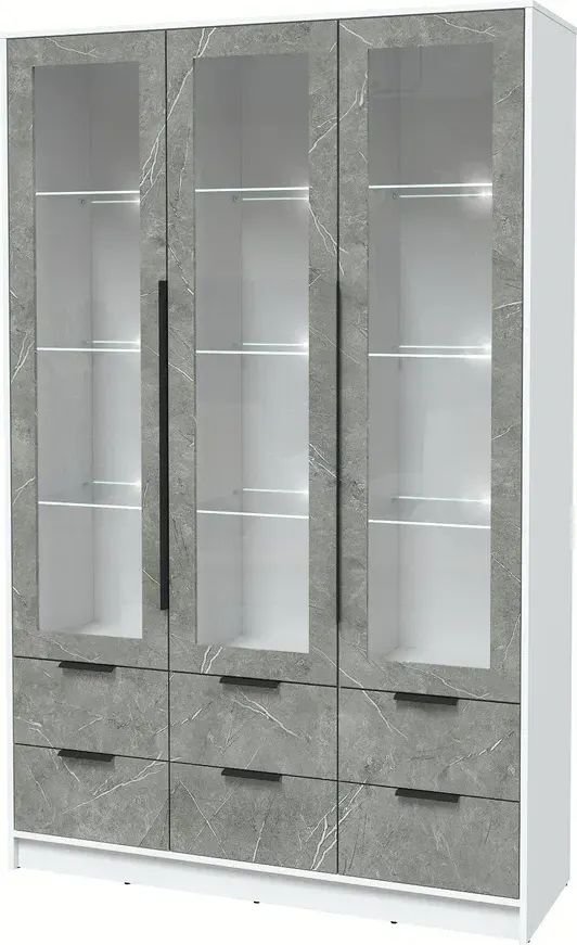 

Шкаф-витрина Интерлиния Концепт КТ-ШВ3 с подсветкой Глосс (белый платинум/керамика)