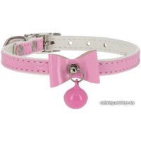 Ошейник Каскад Синтетик двойной прошитый со стразами и бубенчиком 00210107-12 (розовый)
