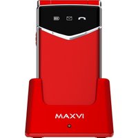 Кнопочный телефон Maxvi E11ds (красный/серебристый)