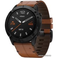 Умные часы Garmin Fenix 6X Sapphire (черный DLC/каштановый)