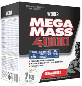 Гейнер Weider Mega Mass 4000 (клубника, 7 кг)