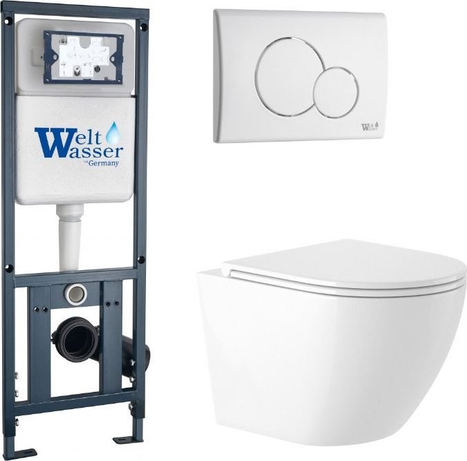 

Унитаз подвесной Saniteco KW-9003W Rimles + WeltWasser Marberg 410 + Marberg 507 RD GL-WT